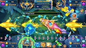 Antarmuka permainan Fishing Arcade di gembira slot menampilkan panel taruhan dan zona penembakan